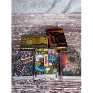 Lot of 6 Souvenir Playing Cards – Gold Foil Curaçao & Grand Canyon + Hawaii, Las